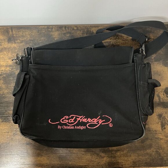 Ed Hardy Eternal Love by Christian Audiger Messenger Crossbody Bag Y2K Vintage - Picture 4 of 8